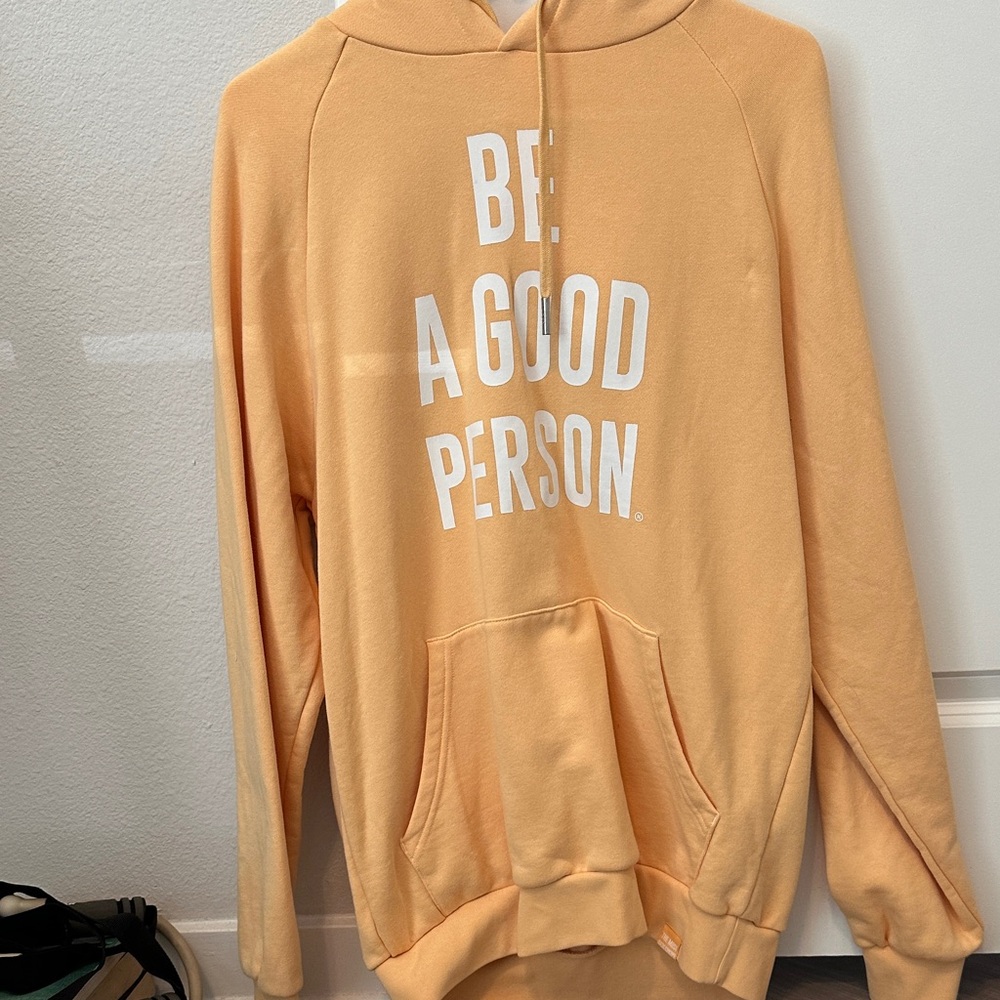 Be A Good Person Hoodie in Peach